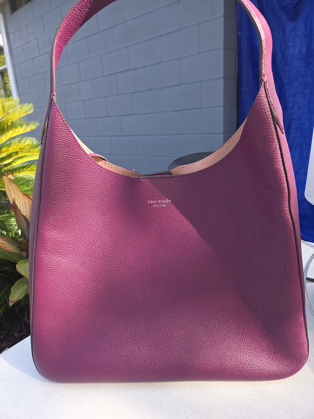 kate spade Plum/Pink Pebbled Leather Shoulder Bag